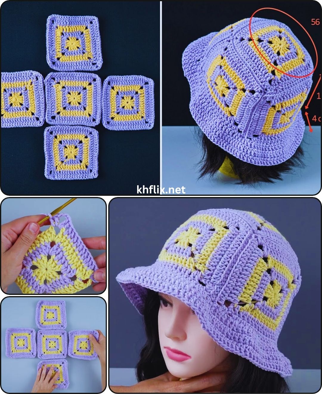 How to Crochet a Granny Square Bucket Hat – Step by Step Tutorial ...