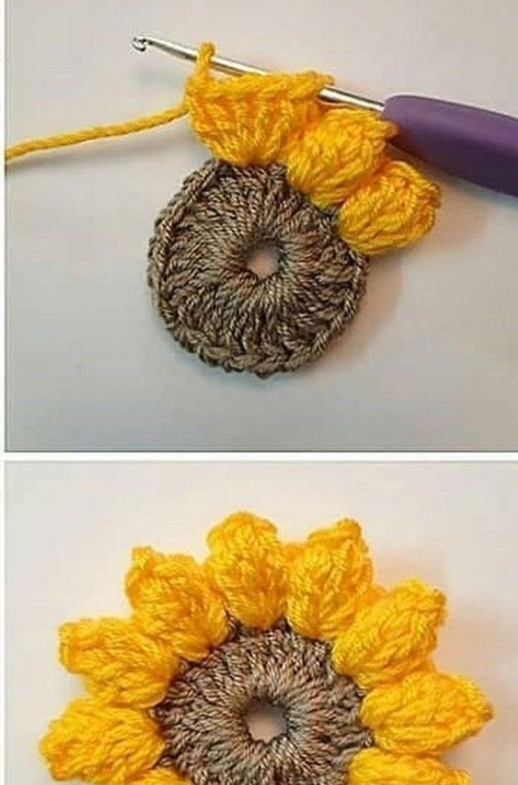Sunflower crochet-Step by Step Tutorial – Yarn and Fabric